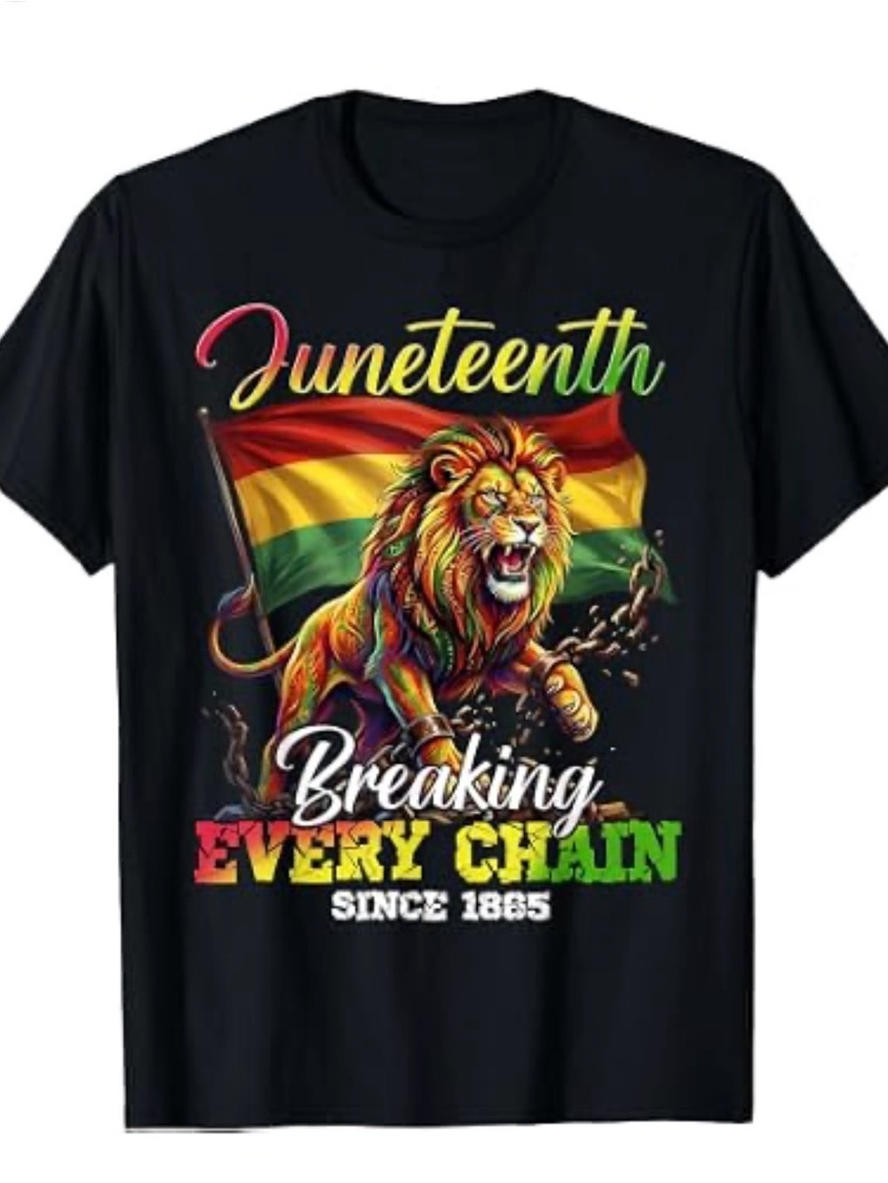 New Without Tags Gildan Black Juneteenth Lion Graphic Tee Size L
